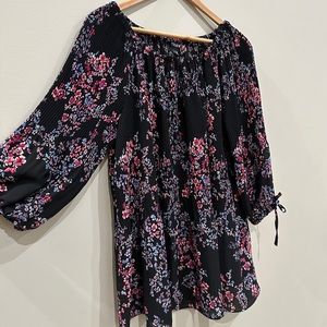 Roz & Ali flowy floral blouse 1X